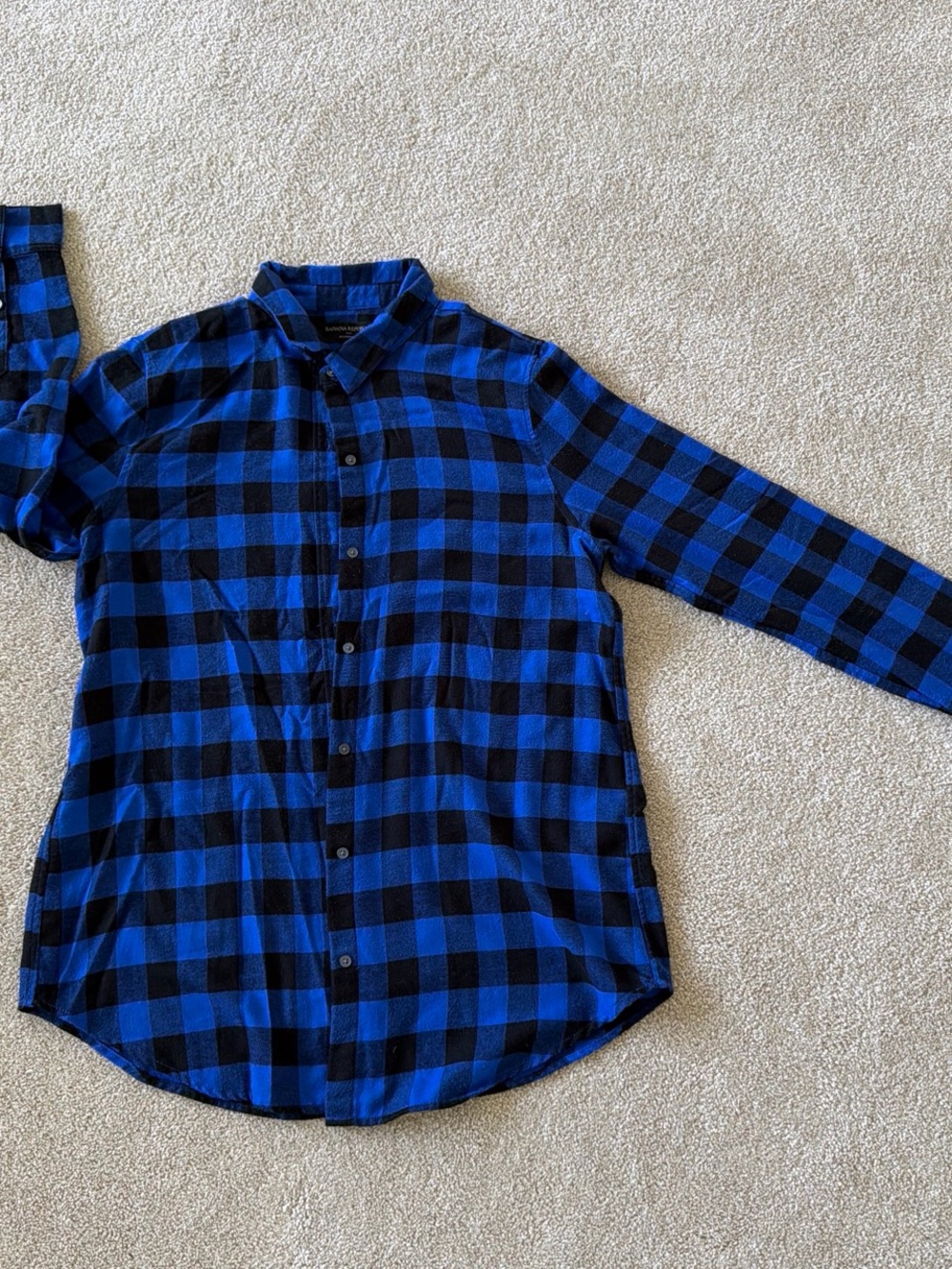 Blue and Black Buffalo Plaid Button-Down Shirt